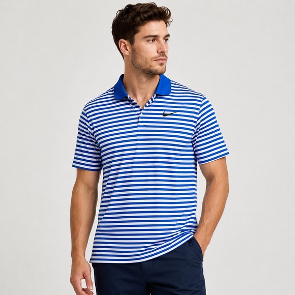Nike Other - Nike Golf Dri-FIT Polo Shirt Mens XL Blue White Striped Short Sleeve Swoosh